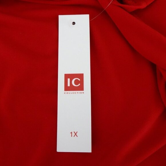 IC Collection Long Sleeve Top Women’s Plus Size 1X Red Knit Made in USA - Picture 6 of 10